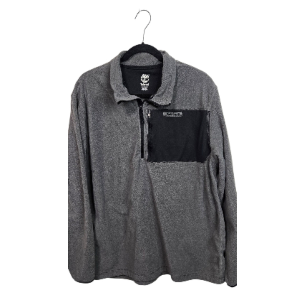 Timberland Men's 1/2 Zip Gray/Black Fleece Pullover Sweatshirt Size XL